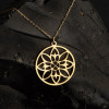Silver Necklace with Geometric Floral Design - N3100