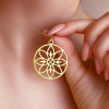 Silver Necklace with Geometric Floral Design - N3100