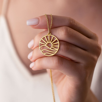 Silver Necklace with Warm Sunrise Design - N3100