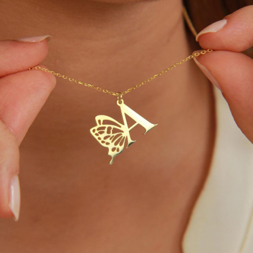 Silver Butterfly Wing Necklace - N1102