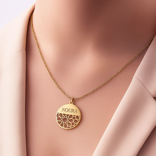 Name Necklace with Damascus Patterns – Elegance with a Personal Touch - N1101
