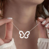 Silver Necklace with Dancing Butterfly Design - N2100