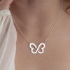 Silver Necklace with Dancing Butterfly Design - N2100