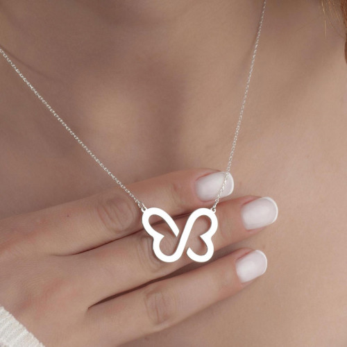 Silver Necklace with Dancing Butterfly Design - N2100
