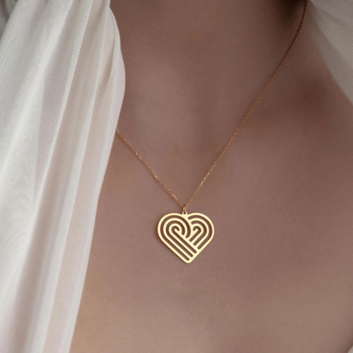 Silver Necklace with an Artistic Heart Full of Emotion - N2100