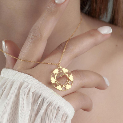 Silver Necklace with Harmonious Hearts Full of Love - N2100