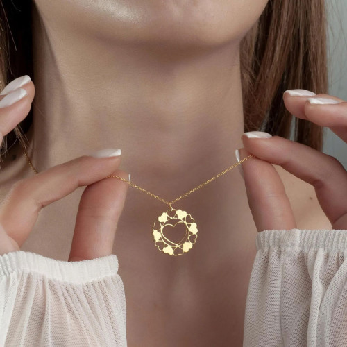 Silver Necklace with Harmonious Hearts Full of Love - N2100