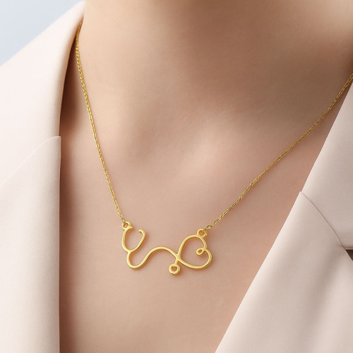 Silver Necklace with Stethoscope Design – A Tribute to Compassion and Care- N2101