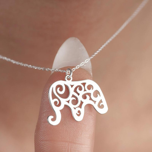 Silver Necklace with Elephant Design – A Symbol of Strength and Serenity - N4103
