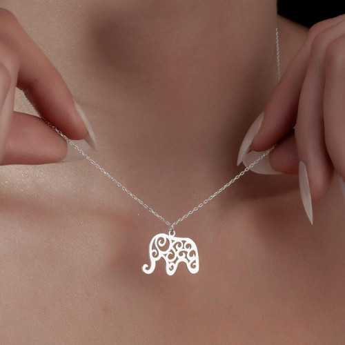 Silver Necklace with Elephant Design – A Symbol of Strength and Serenity - N4103