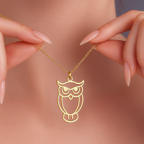 Silver Owl Necklace that Captures Every Gaze - N4101