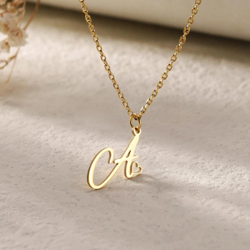 Initial Letter Necklace with Heart – Where Elegance Meets Emotion - N1111