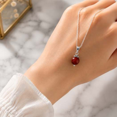925 Silver Natural Red Agate Pendant