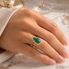 925 Silver Green Agate Stone Ring