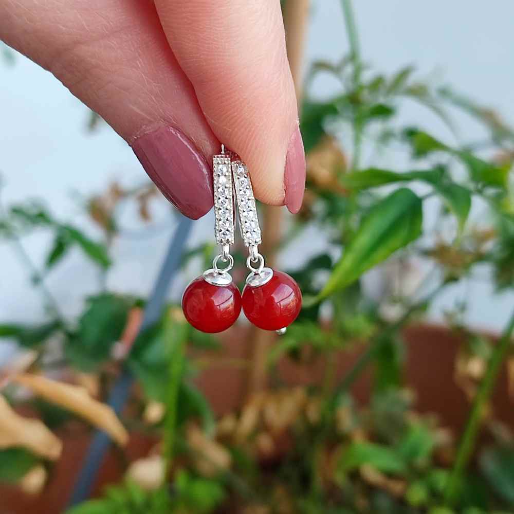 925 Silver Natural Agate Earring