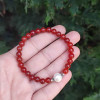 6mm Natural Red Agate & Pearl Bracelet