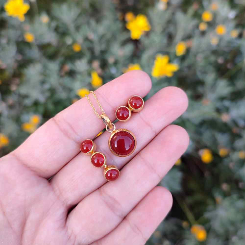 925 Sterling Silver Red Agate Stone Set 925 Sterling Silver Red Agate Stone Set