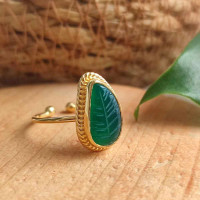 925 Silver Green Agate Stone Ring