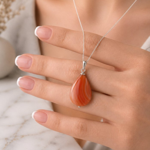 925 Silver Natural Agate Pendant