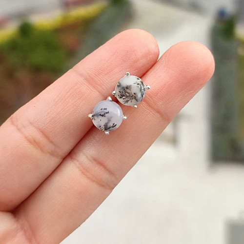 925 Silver Natural Agate Earring