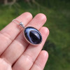 925 Silver Natural Black Agate Stone Pendant