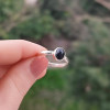 925 Silver Natural Black Agate Stone Ring