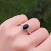 925 Silver Natural Black Agate Stone Ring