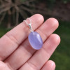 925 Sterling Silver Natural Blue Chalcedony ( Lace Agate ) Stone Pendant