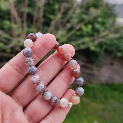 8mm Natural Botswana Agate Bracelet