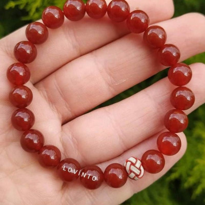 8mm Natural Red Agate Bracelet