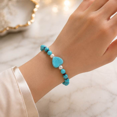 8mm Natural Amazonite & Pearl & garnet Bracelet