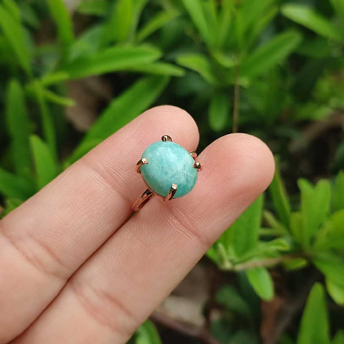 925 Sterling Silver Amazonite Stone Ring