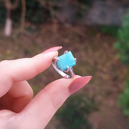 925 Sterling Silver Amazonite Stone Ring