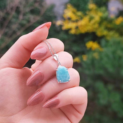 925 Sterling Silver Amazonite Stone Pendant