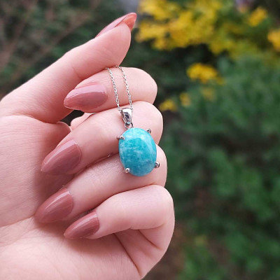 925 Sterling Silver Amazonite Stone Pendant