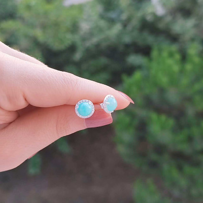 925 Sterling Silver Amazonite Stone Earring