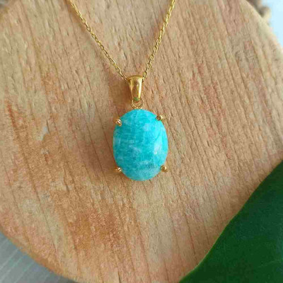 925 Sterling Silver Amazonite Stone Pendant
