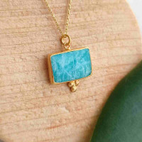925 Golden Plated Silver Amazonite Stone Pendant