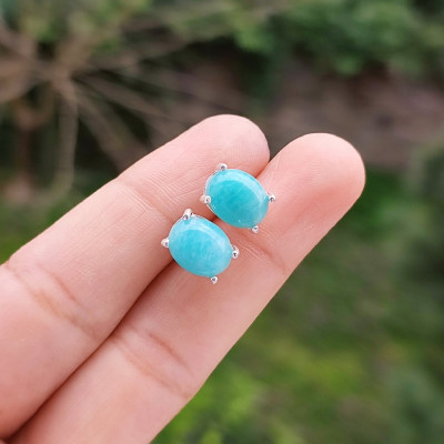 925 Sterling Silver Amazonite Stone Earring