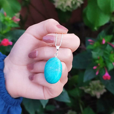 925 Sterling Silver Amazonite Stone Pendant