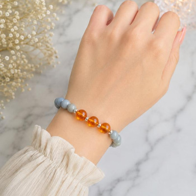 7mm Cat's eye & Amber Stone Bracelet