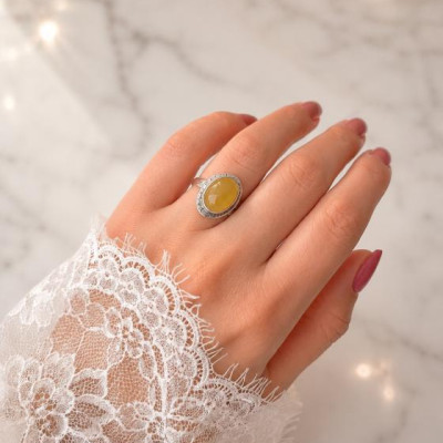 925 Silver Natural Baltic Amber Ring