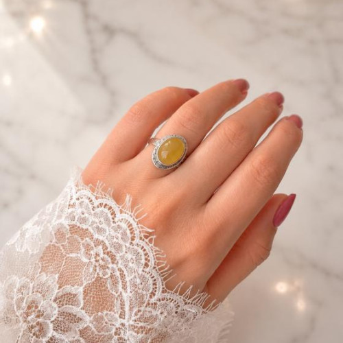 925 Silver Natural Baltic Amber Ring