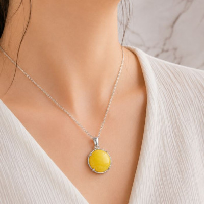 925 Silver Natural Baltic Amber Pendant