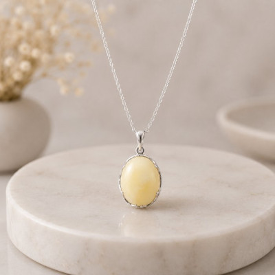 925 Silver Natural Baltic Amber Pendant