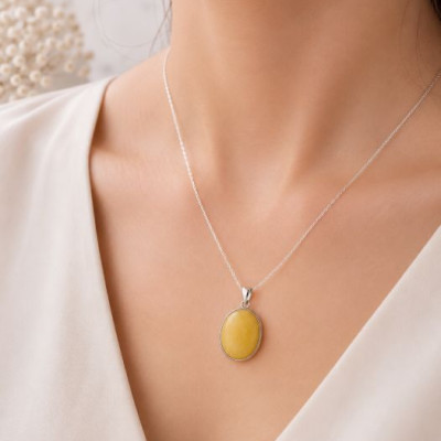 925 Silver Natural Baltic Amber Pendant