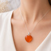 925 Silver Natural Baltic Amber Pendant -  Heart of Love