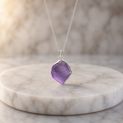 925 Silver Natural Amethyst Pendant