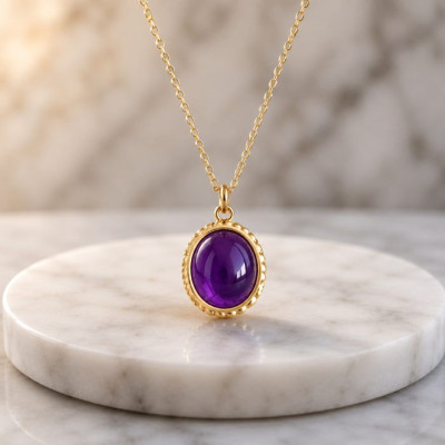 925 Silver Natural Amethyst Pendant