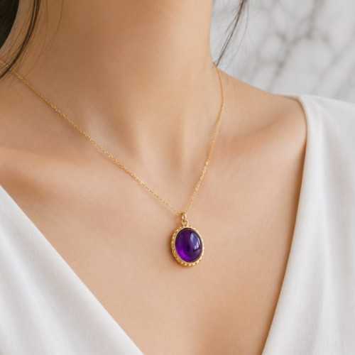 925 Silver Natural Amethyst Pendant